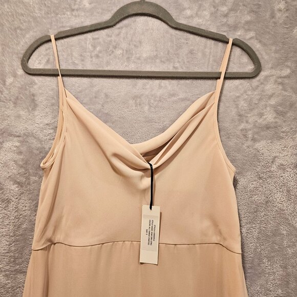 NWT Joanna August Formal Maxi Gown Womens S tan Elegant chiffon satin wedding - Picture 7 of 13